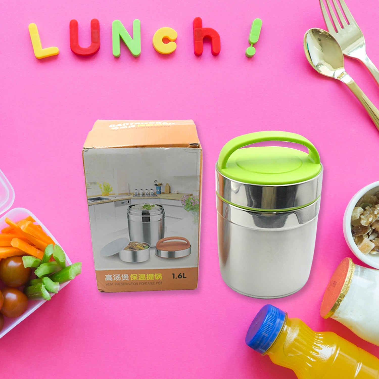 Leak-proof container with secure lid for thermal food storage Leak-proof container with secure lid for thermal food storage